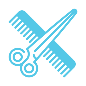 light blue scissors and comb graphics