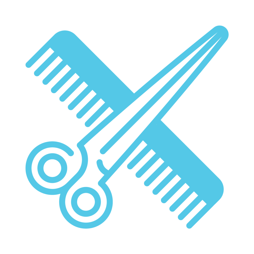 light blue scissors and comb graphics