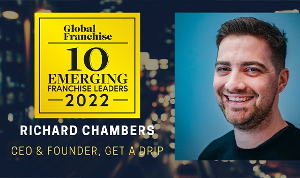 Richard Chambers and a Certificate for Global Franchise 10 emerging Franchise Leaders 2022
